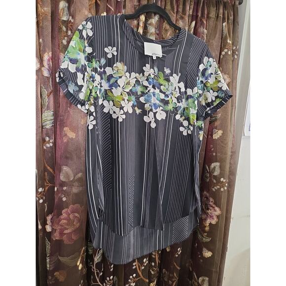 3.1 Phillip Lim Silk Blouse Size 6 Floral Stripes - Picture 4 of 16
